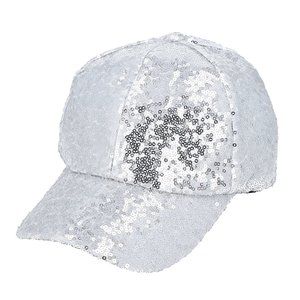 NEW IN PACKAGE Women's Silver Color Sequin Baseball Cap Hat